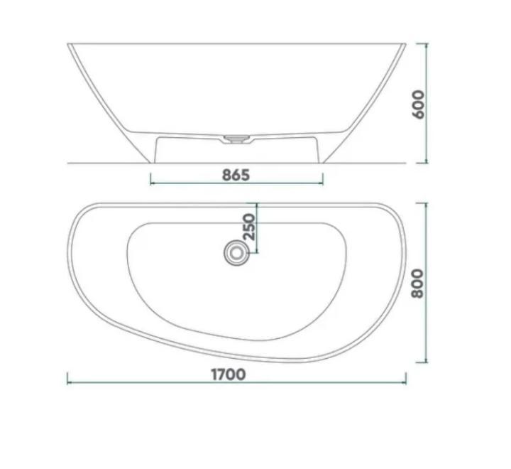 Cadă MARYLAND din marmură turnată, freestanding, de perete, 170x80cm - negru / alb lucios
