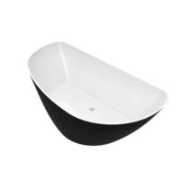 Cadă MARYLAND din marmură turnată, freestanding, de perete, 170x80cm - negru / alb lucios
