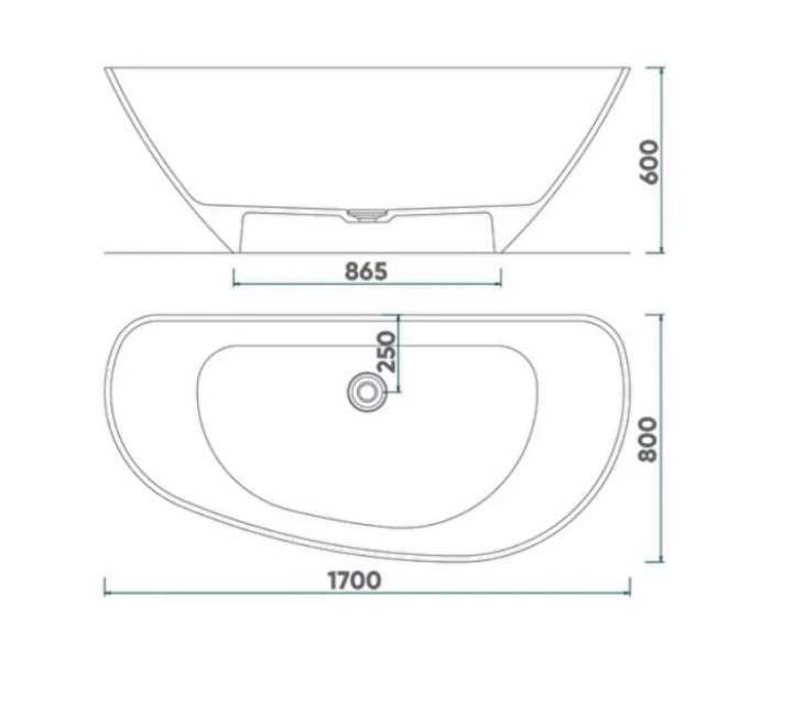 Cadă MARYLAND din marmură turnată, freestanding, de perete, 170x80cm - negru mat