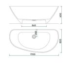Cadă MARYLAND din marmură turnată, freestanding, de perete, 170x80cm - negru mat