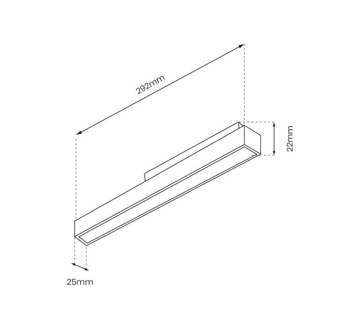 Corp Iluminat pentru Șină Magnetică de 20mm, L300 mm, 14W, 3000K